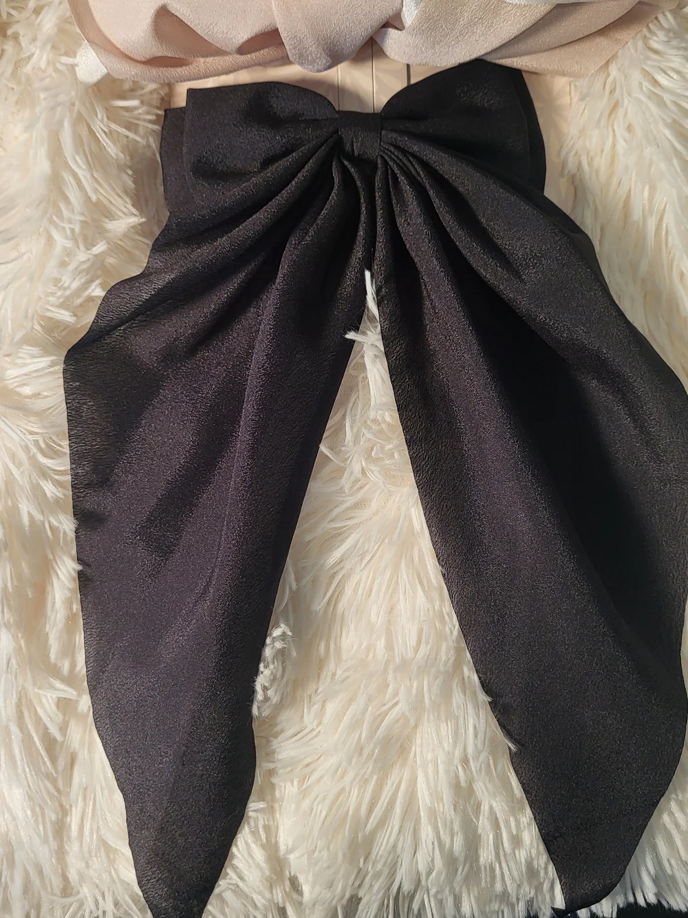 nOir  Satin Bow Scarf - Ivory, Taupe & Black